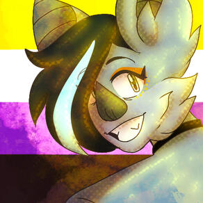 Furry bat with nonbinary flag background