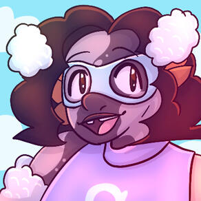 A young black boy with pale vitiligo, smiling at the camera. He is wearing a mask, and is missing a tooth.